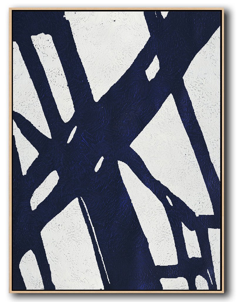 Buy Hand Painted Navy Blue Abstract Painting Online - Create Photo Canvas Huge